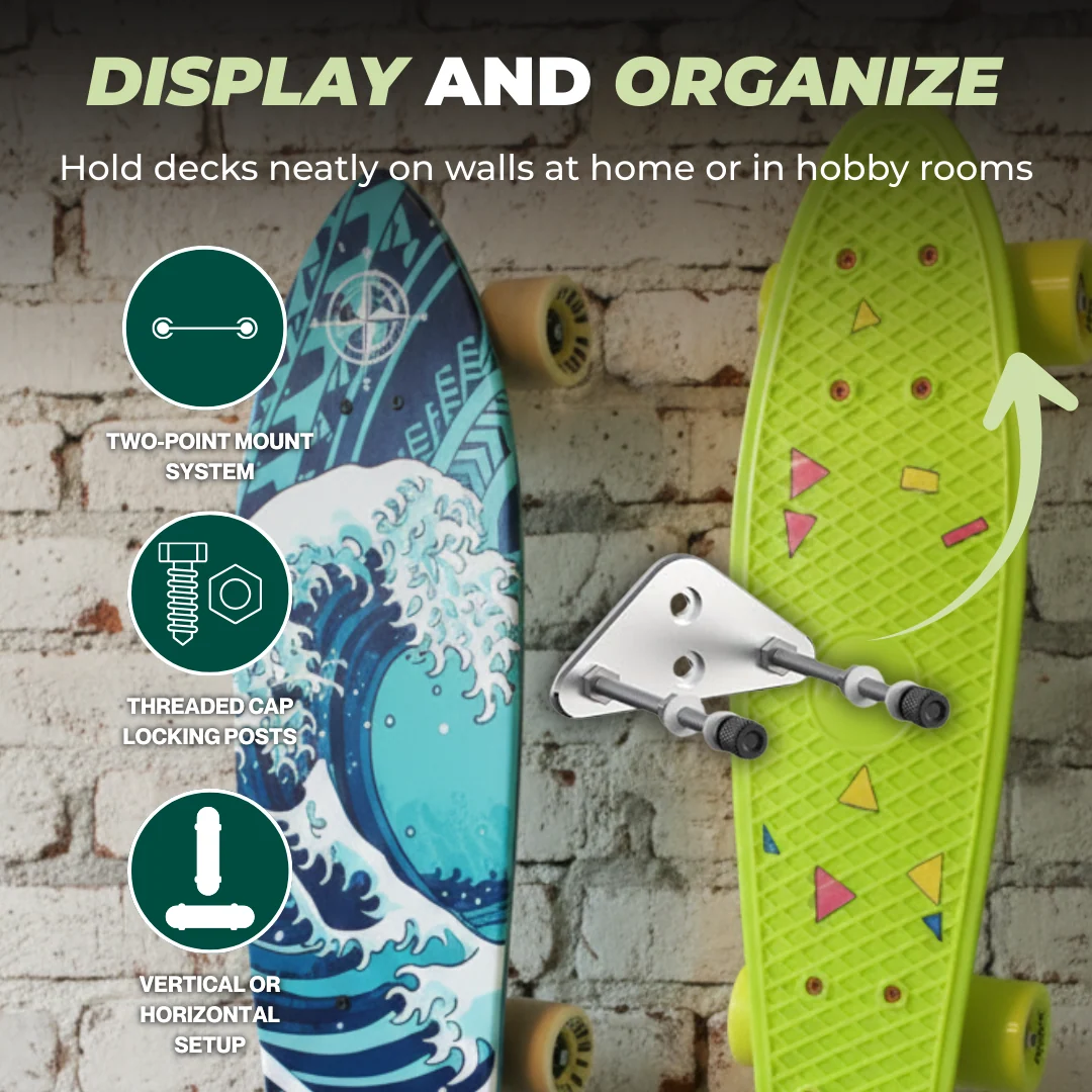 6 Pack Aluminum Skateboard Wall Mount Hangers for Deck Display