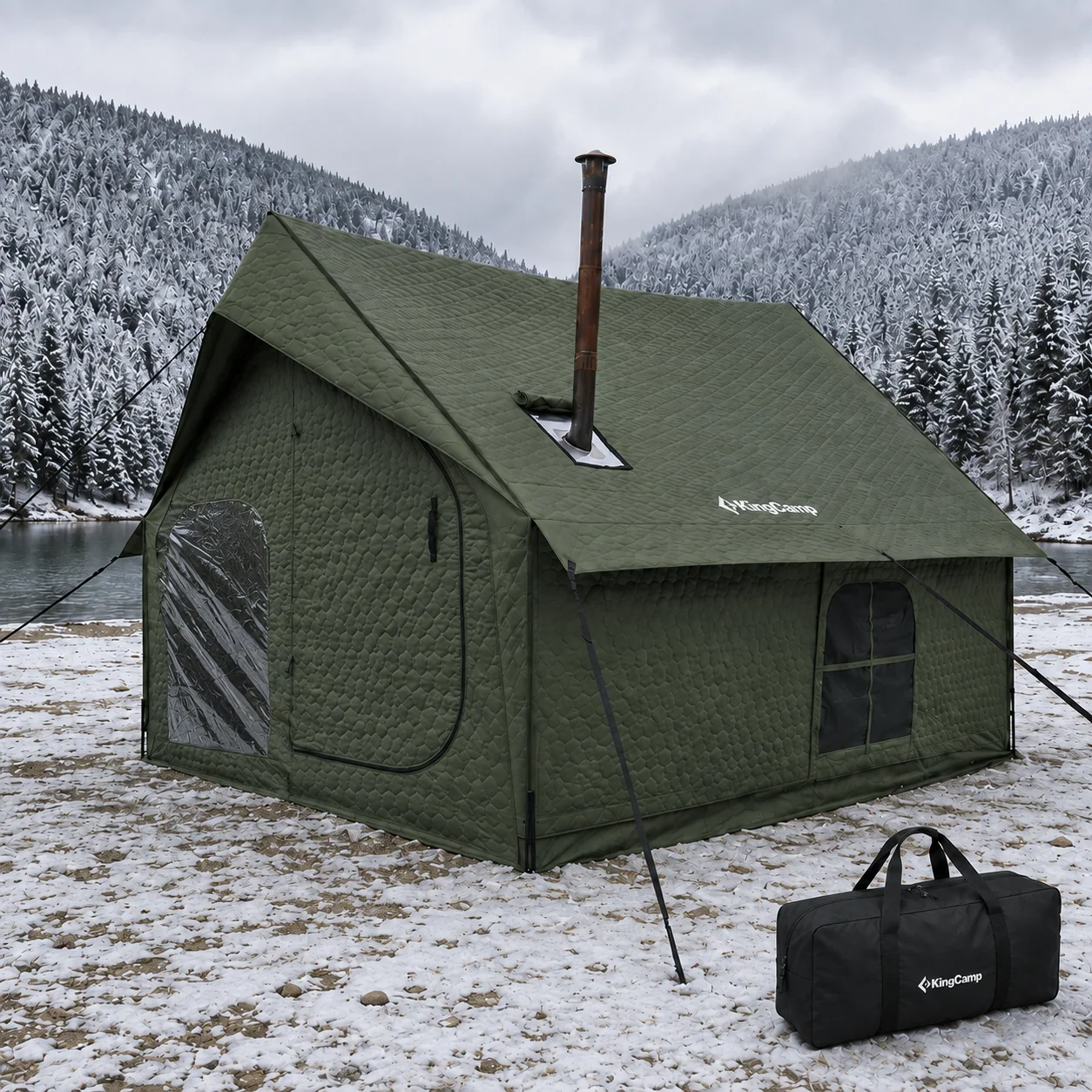 KingCamp Snowhouse 5 Winter Hot Tent & Surefire Wood Stove Bundle