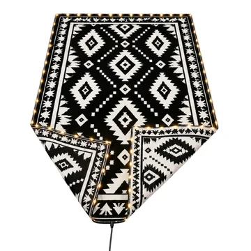 Reversible Patio Area Rug 5x8 ft with LED Strip Light and 9 ft Cable
