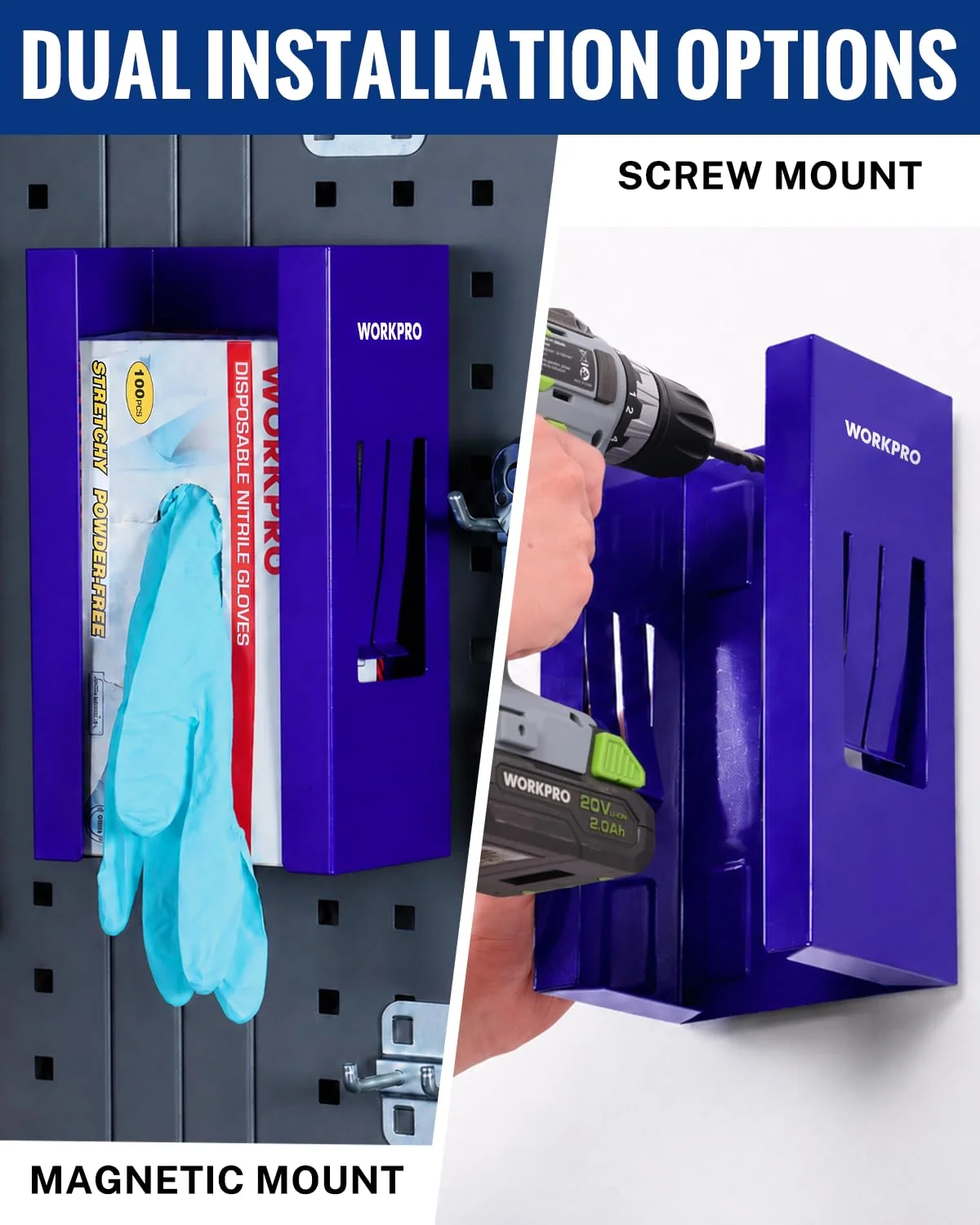 WORKPRO Magnetic Glove Dispenser, Heavy Duty Steel Glove Box Holder with 4 Strong Magnets, Wall Mount Glove Holder for Nitrile Gloves, Garage, Workshop, Warehouse and Laboratory - Image 6
