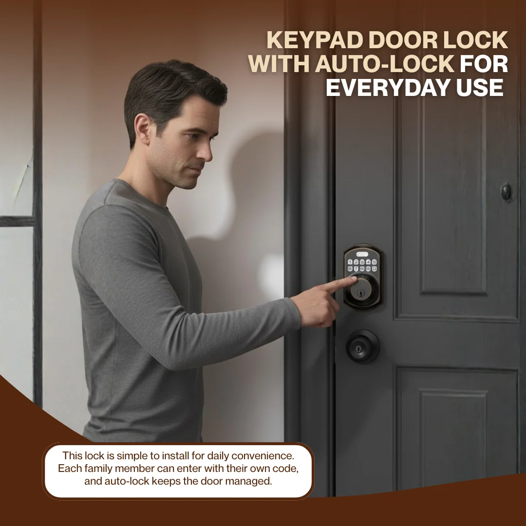 Digital Entry Smart Door Lock with Keypad, Auto-Lock Feature, 2 Keys