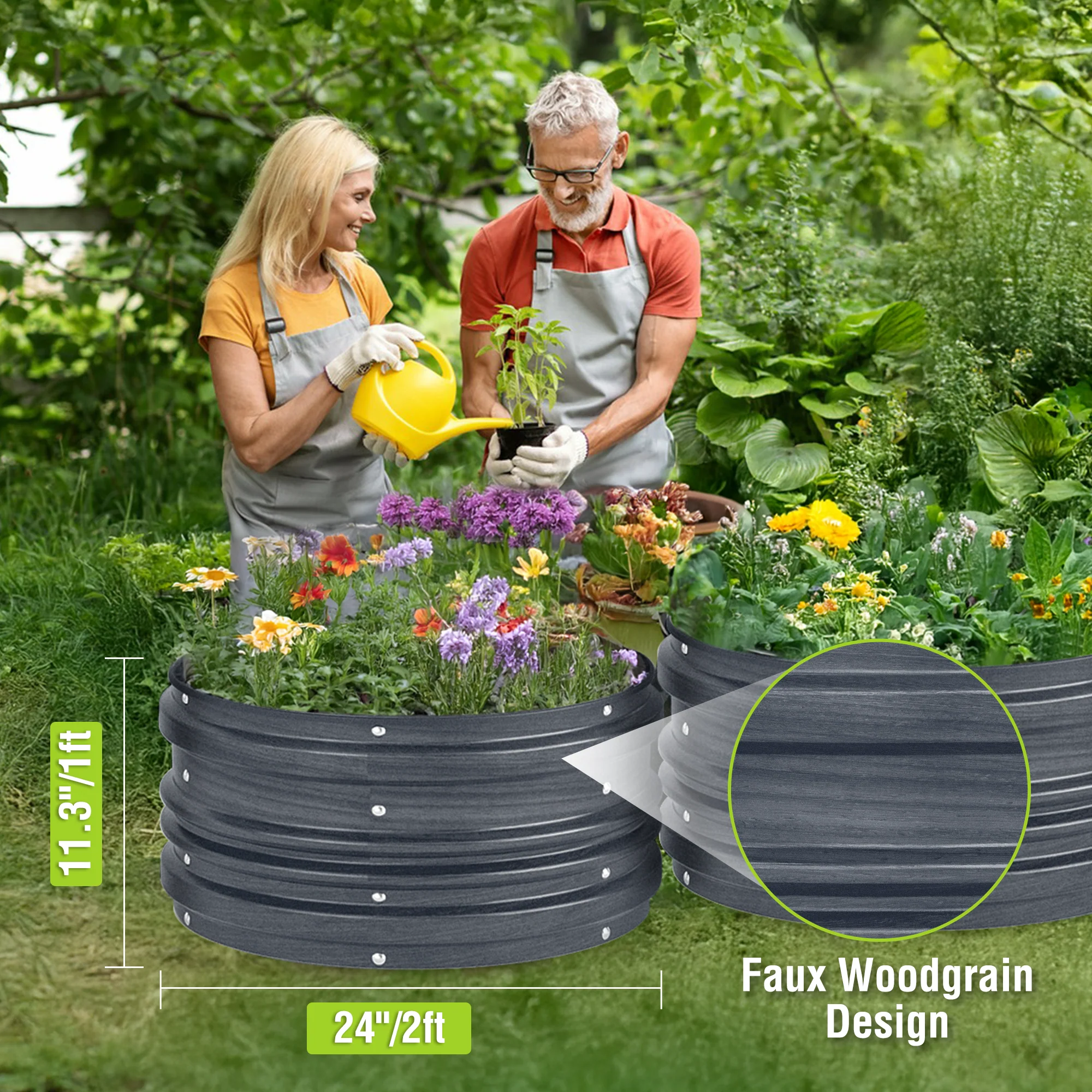 WORKPRO 3PK 2x2x1ft Outdoor Galvanized Raised Garden Bed Kit, Rust & Corrosion Protection, Easy Assembly, Safe Edge, Ideal for Vegetables & Flowers, Dark Gray - Image 4