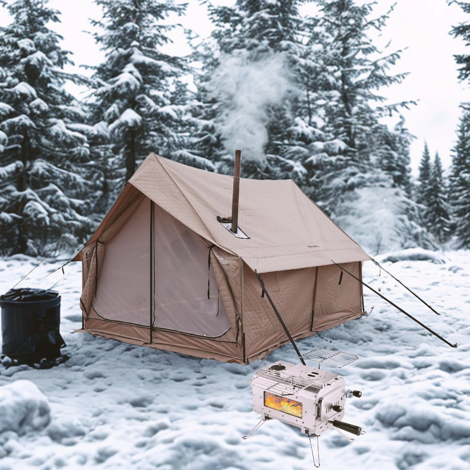 KingCamp Winter Camping Bundle with Insulated Quilted Tent and Stove