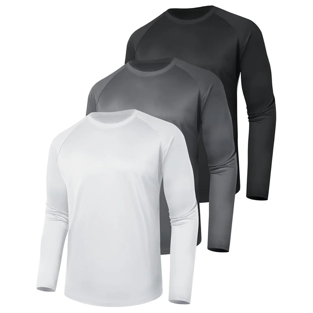 3-Pack of Long Sleeve Shirts for Men, Stretchy Quick-Dry Material - Image 4