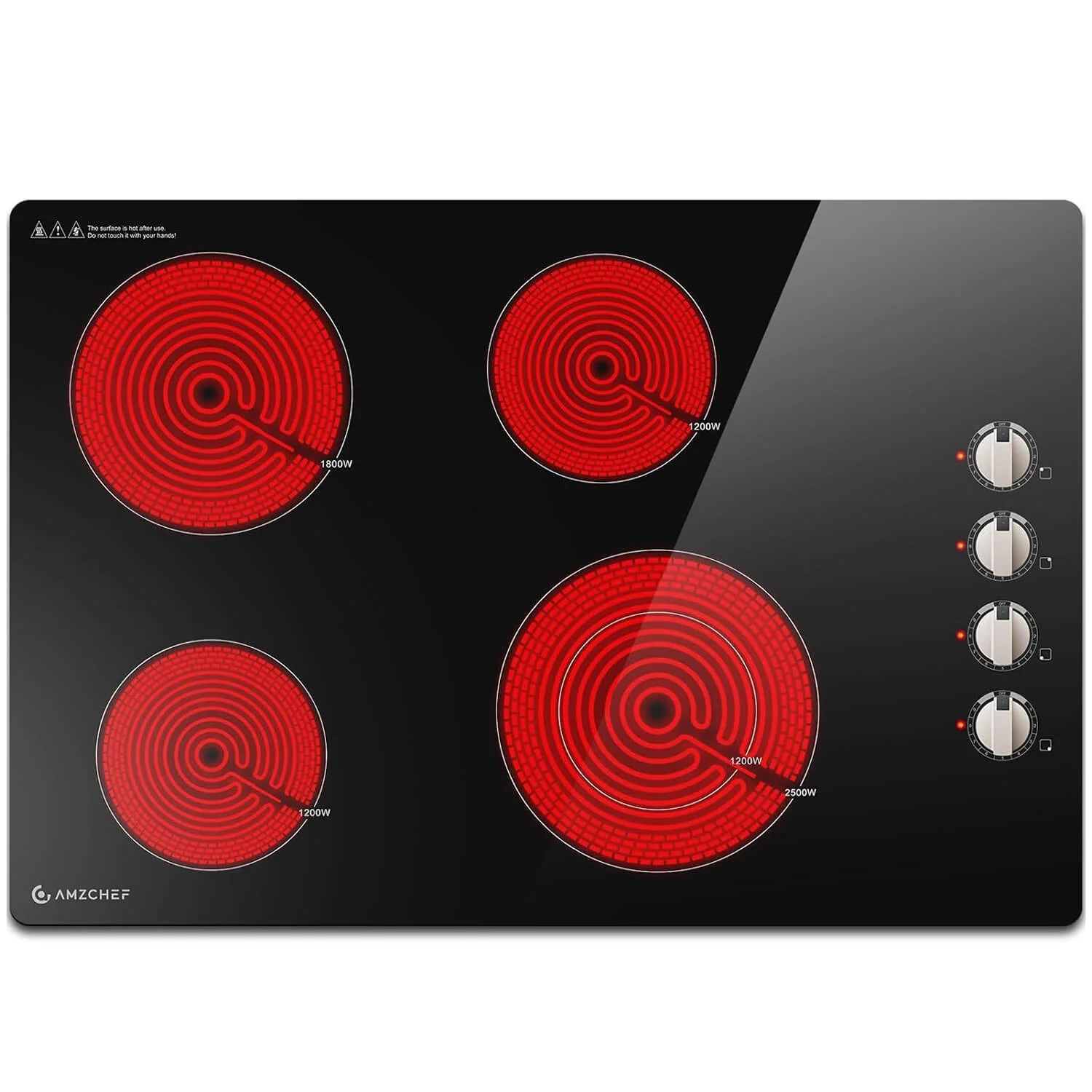 AMZCHEF 30 Inch Upgraded 6700W Knob Control Built-in Ceramic Cooktop — 67HLA30K2 1