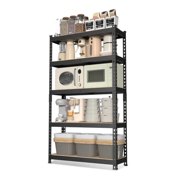 WORKPRO 5-Tier Adjustable Steel Shelving, 27-2/5"W x 11-7/10"D x 60"H, Heavy Duty Shelf with MDF Board, 1650 lbs Load Capacity (Total)