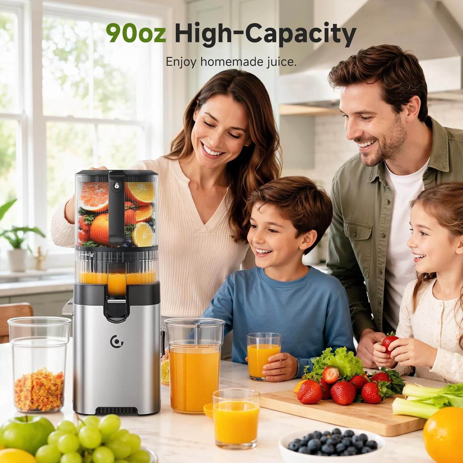 AMZCHEF Cold Press Juicer - 6.5" Whole Fruit Self-Feeding 2