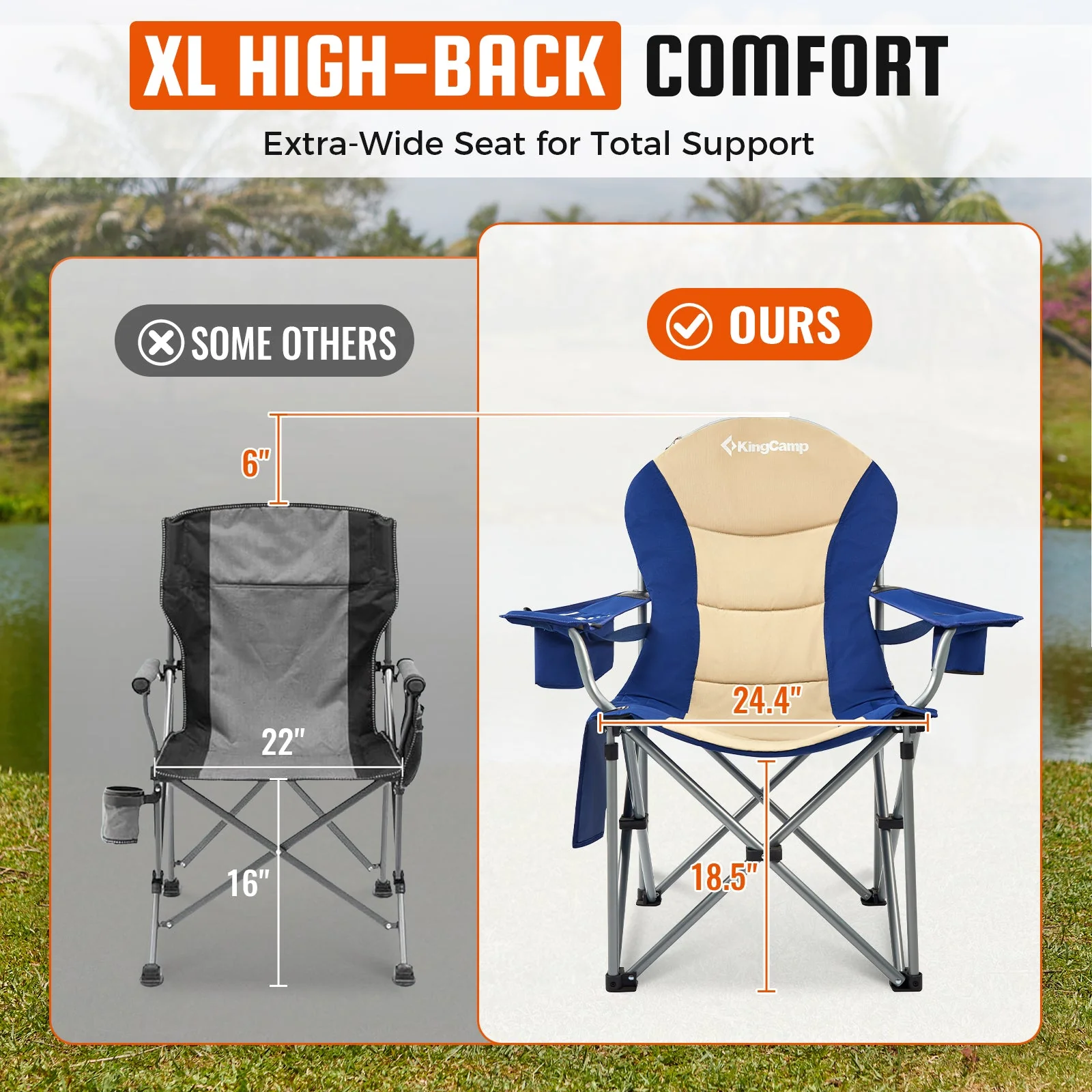 KingCamp Lumbar Support Oversized Camping Chair - Image 81