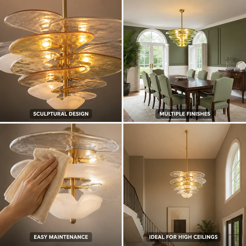 Hand-Cut Glass Copper-Finish Tiered Chandelier (Integrated Lights) - Image 4