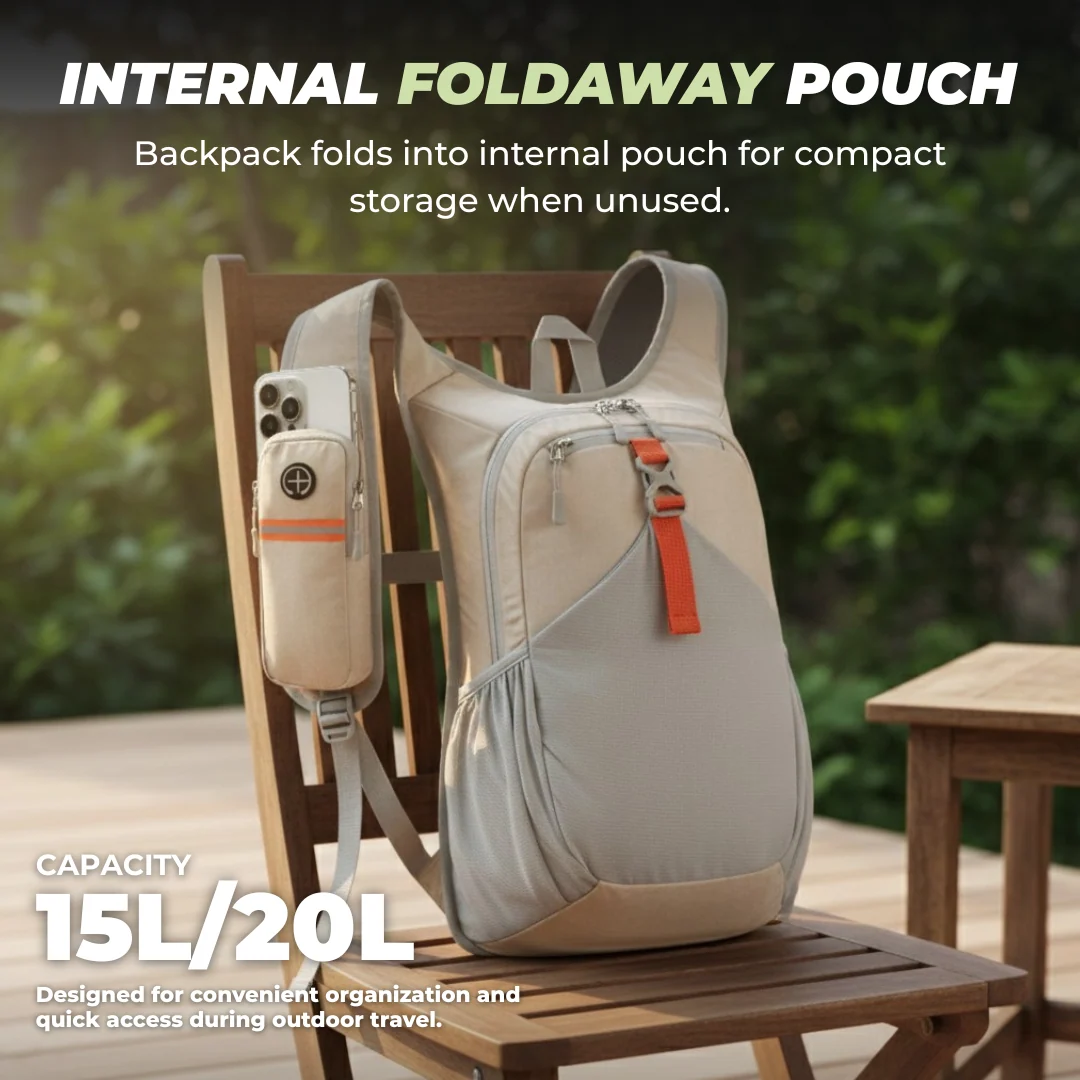 Compact Foldable Hiking Backpack for Travel, Commute, and Camping