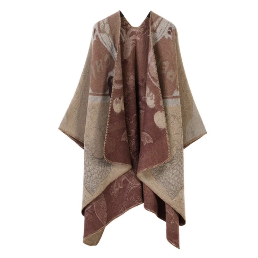 Poncho Oversized Reversible Ultra-Soft Faux Cashmere - Image 3