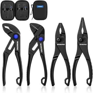 WORKPRO 4-Piece Mini Pliers Set with Pouch, Includes 4-Inch Plier Wrench & Slip Joint & Water Pump Pliers & 4.5-Inch Long Nose Slip Joint Plier, Adjustable Pliers/Pocket Plier/EDC Tool Gift for Man