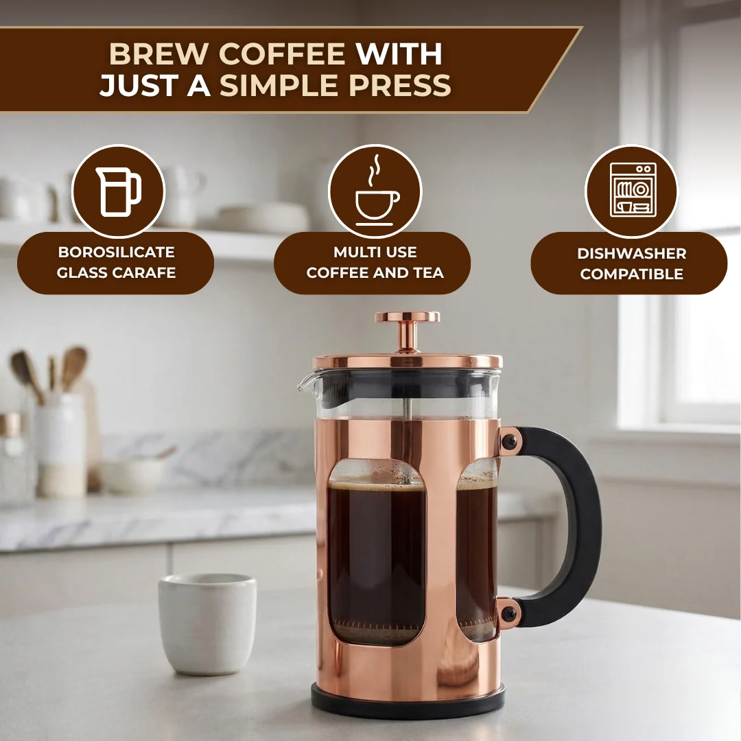 21 oz Glass French Press Coffee and Tea Maker with Steel Filter