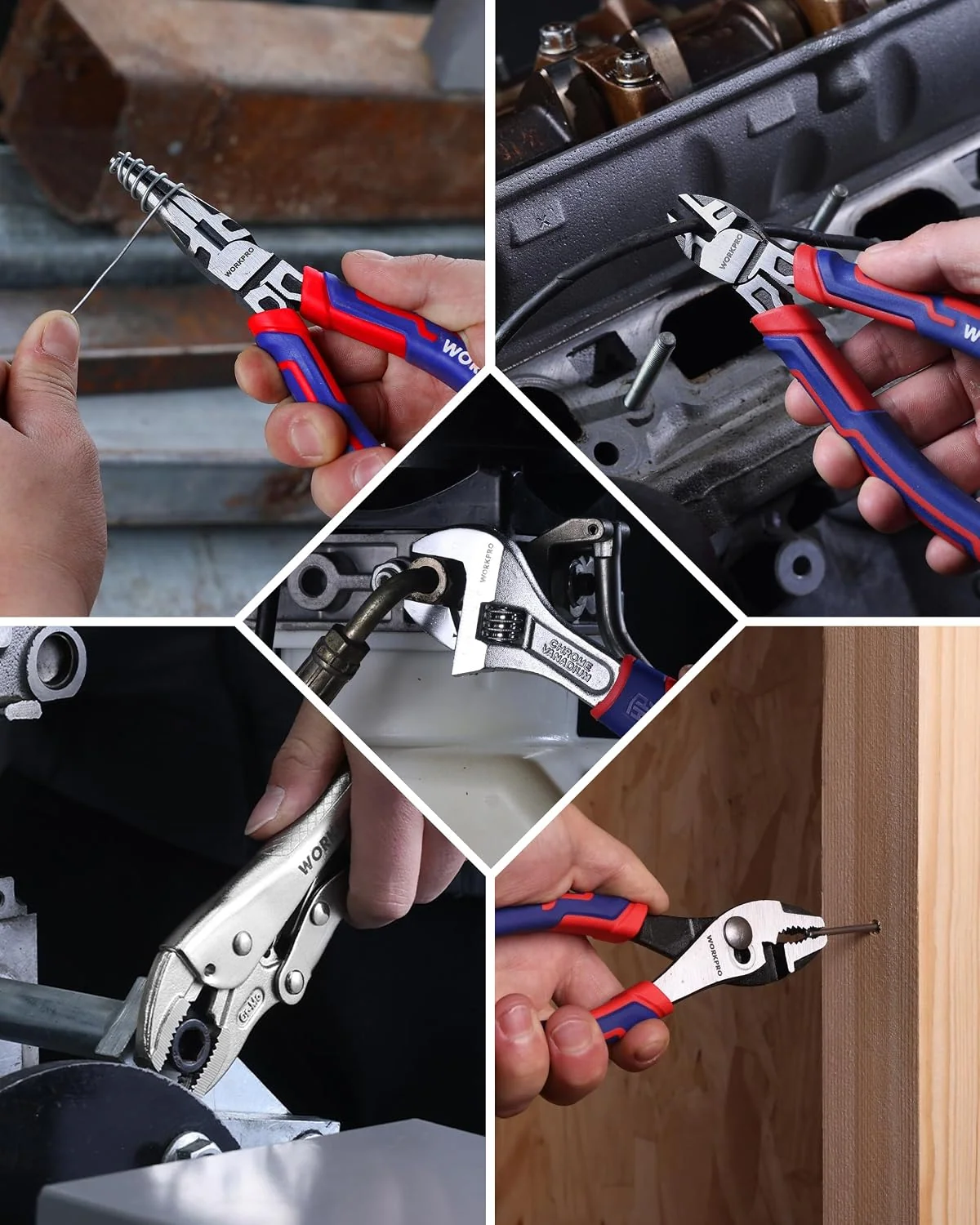 WORKPRO Pliers & Wrench Set, 12-Piece Pliers Tool Set with Organizer | 12-Piece Pliers Set Kit Made with CR-V & Carbon Steel, Ergonomic Grips, Ideal for Home & Garage, Suitable for gifting - Image 7