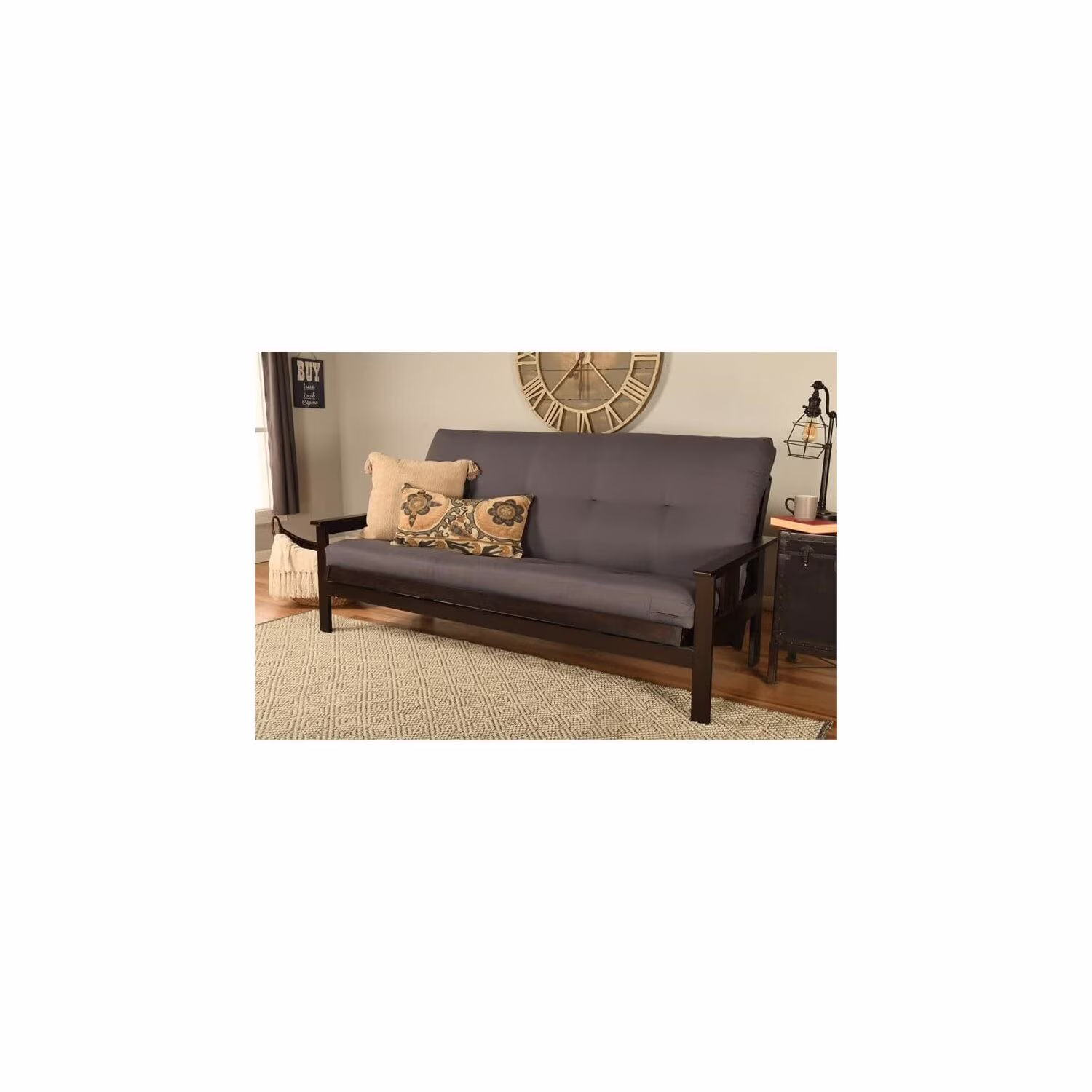 Homestock African Artifacts Full Size Futon Frame Set with Mattress, Easily Converts to Bed, Versatile Design Futon Frame for All Spaces, 33"H x 79"L x 37"D-Color:Linen Charcoal,Size:Barbados - Image 33