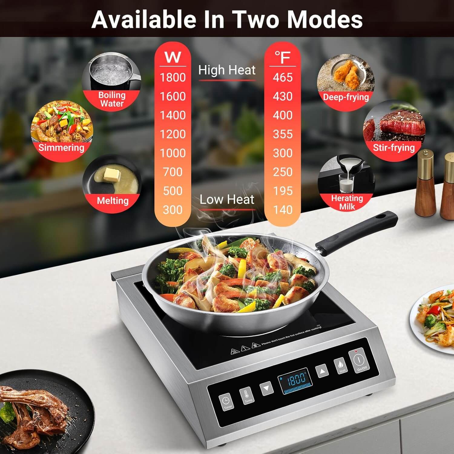 AMZCHEF Portable Induction Cooktop 1800W Countertop Commercial 4