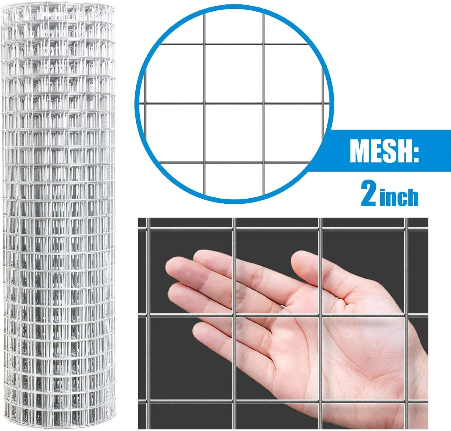 Fencer Wire Heavy Duty 10 Gauge Galvanized Welded Wire Fence, 2" x 2" Opening Mesh for Vegetables, Garden Fruits & Animals Enclosure (4 ft. x 50 ft.) - Image 4
