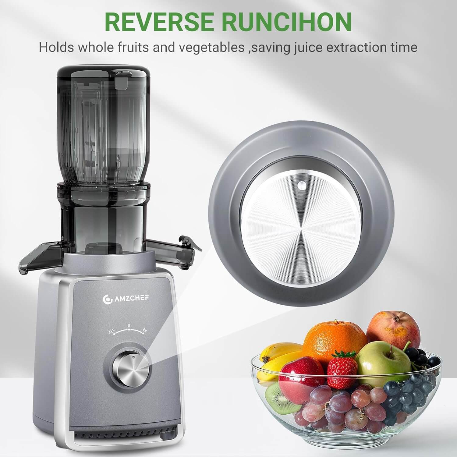 AMZCHEF Cold Press Juicer Machines 4.5-inch Wide Feeding Chute 2