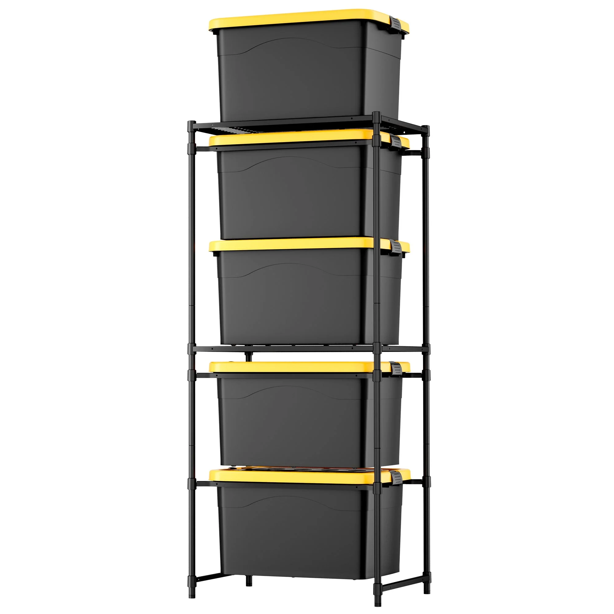 WORKPRO 250 LBS 5-Tier Bin Storage Rack for 27-Gallon Totes, Heavy Duty Metal Shelving Units for Garage, Basement, Pantry, Kitchen, Workspace, or Laundry Room, 30.5" x 22.5" x 69", Black - Image 10