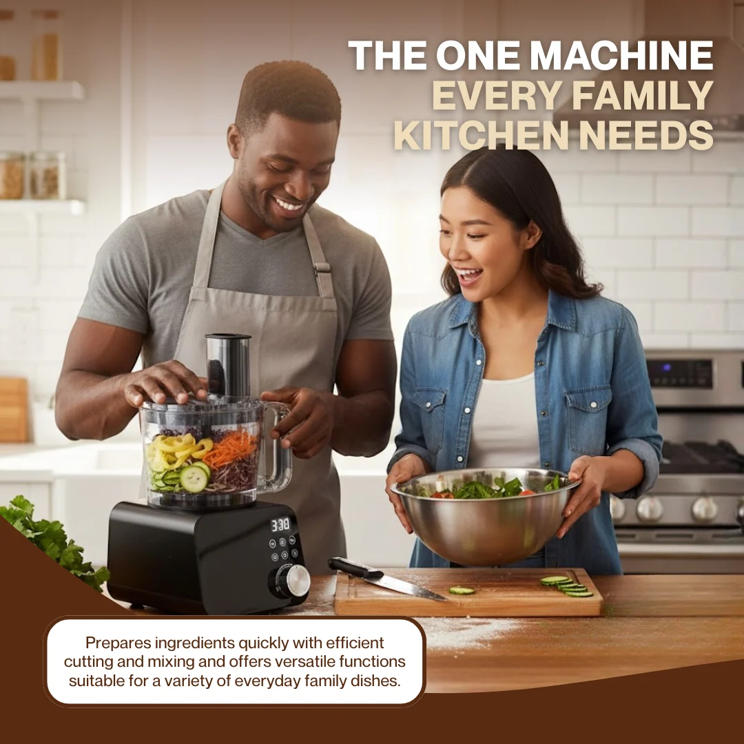 12-Cup Food Processor with 600W Motor, 6 Programs & 11 Speeds