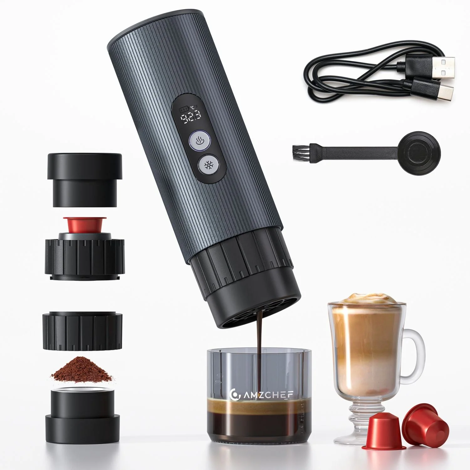 AMZCHEF Portable Coffee Maker with 9000mAh Battery for Camping, RV, Hiking, Office 2