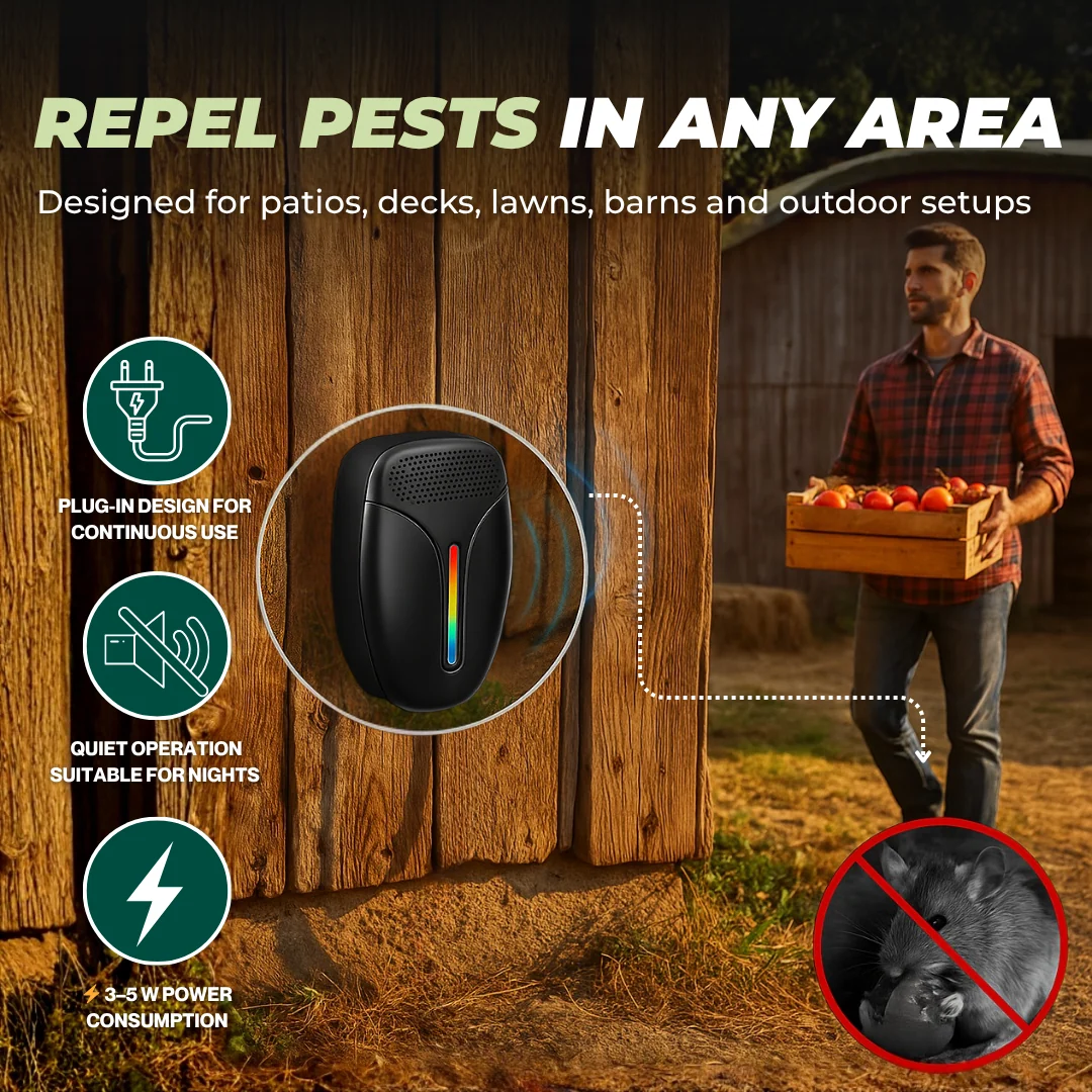 Plug-In Ultrasonic Pest Repellent 6 Pack with 20kHz–60kHz Outdoor Range