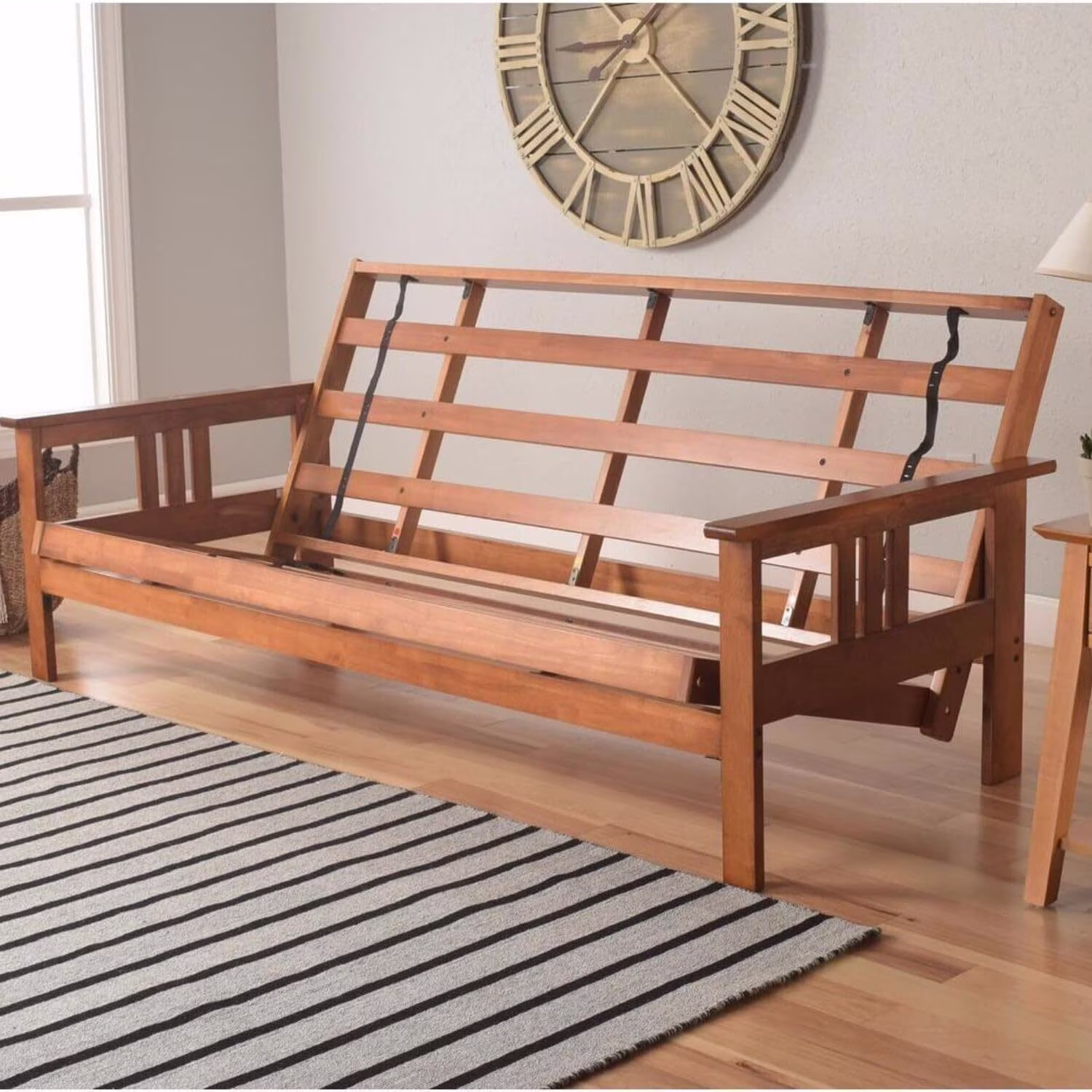 Homestock African Artifacts Full Size Futon Frame Set with Mattress, Easily Converts to Bed, Versatile Design Futon Frame for All Spaces, 33"H x 79"L x 37"D-Color:Linen Charcoal,Size:Barbados - Image 54