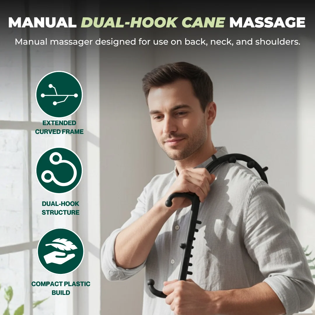Manual Massage Dual Hook Stick with Multi-Node Pressure Points