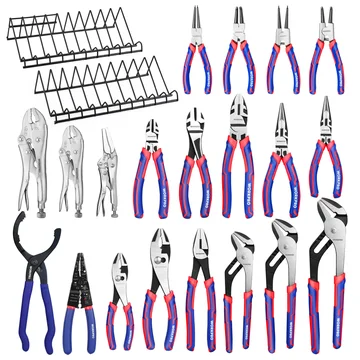 WORKPRO Pliers Set, 20-Piece Complete Pliers Set with 2-pack Organizer Rack, Channel Locks Plier and Vise Grip Plier Assortment for Home, Garage, Mechanics & DIY Projects
