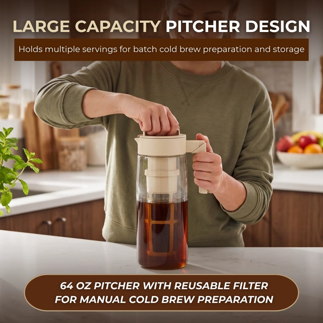 64 oz Tritan Cold Brew Coffee Maker with Airtight Lid Pitcher