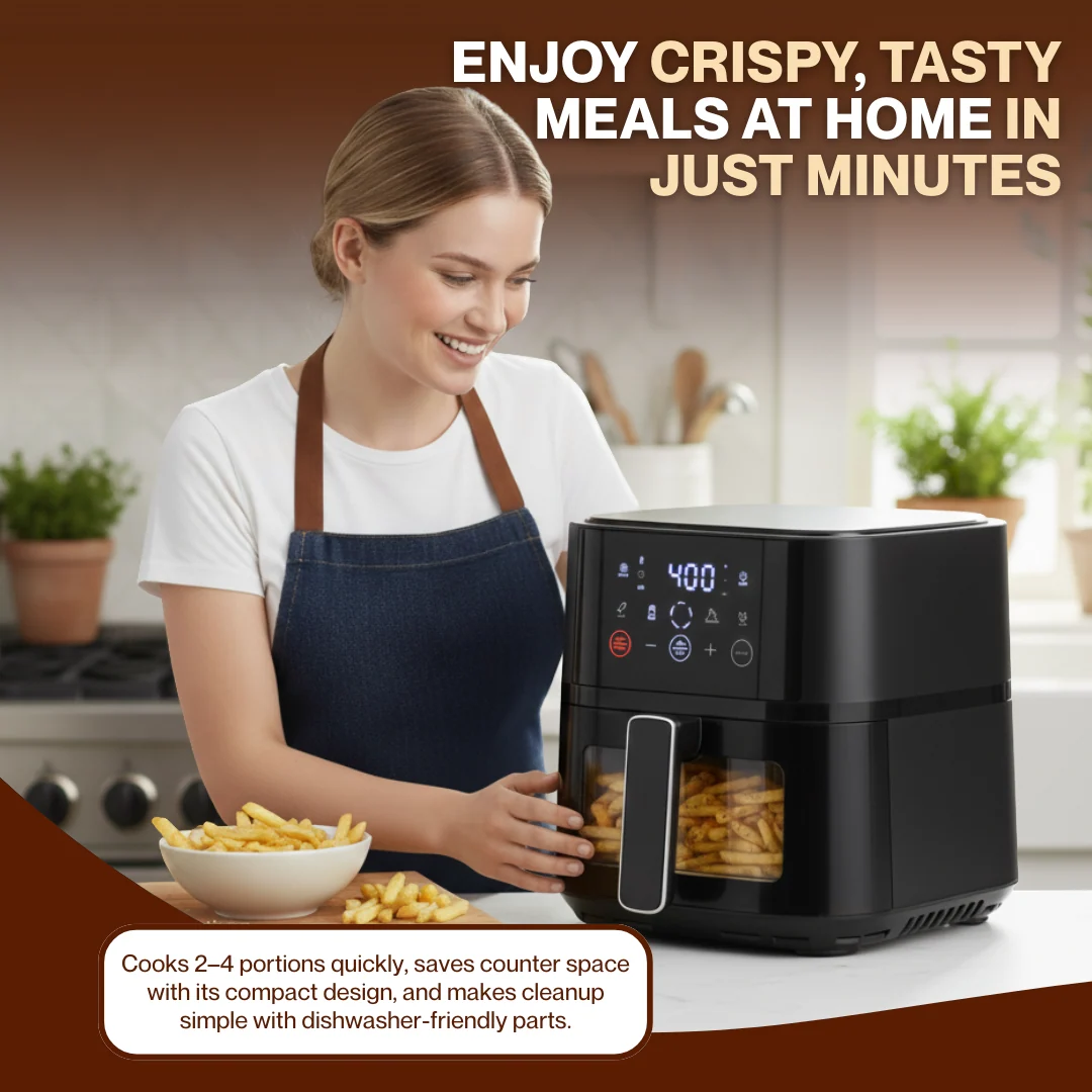 Compact 4QT Air Fryer with Hi-Fry Technology & Touchscreen Controls