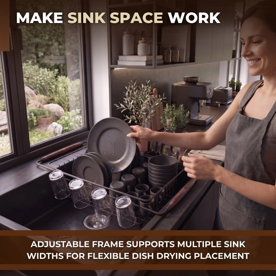 Expandable Stainless Steel Dish Drying Rack for Kitchen Sink