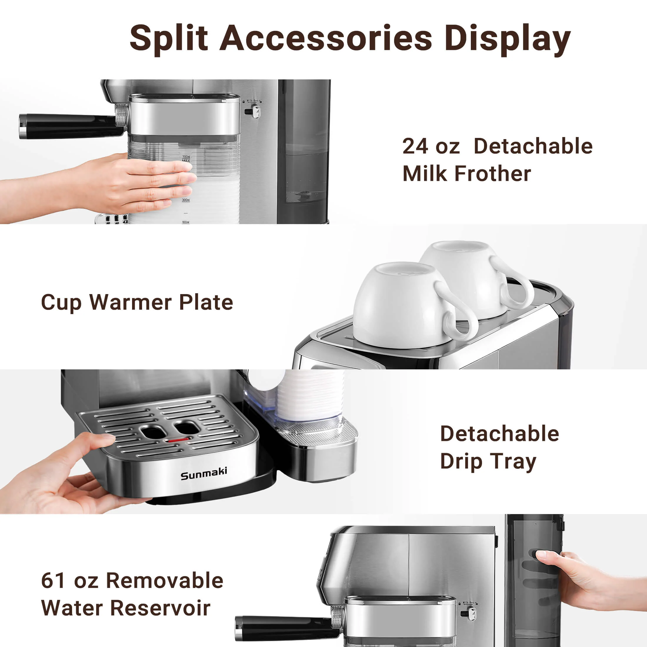 AMZCHEF 20 Bar Pressure Espresso Coffee Maker for home 4