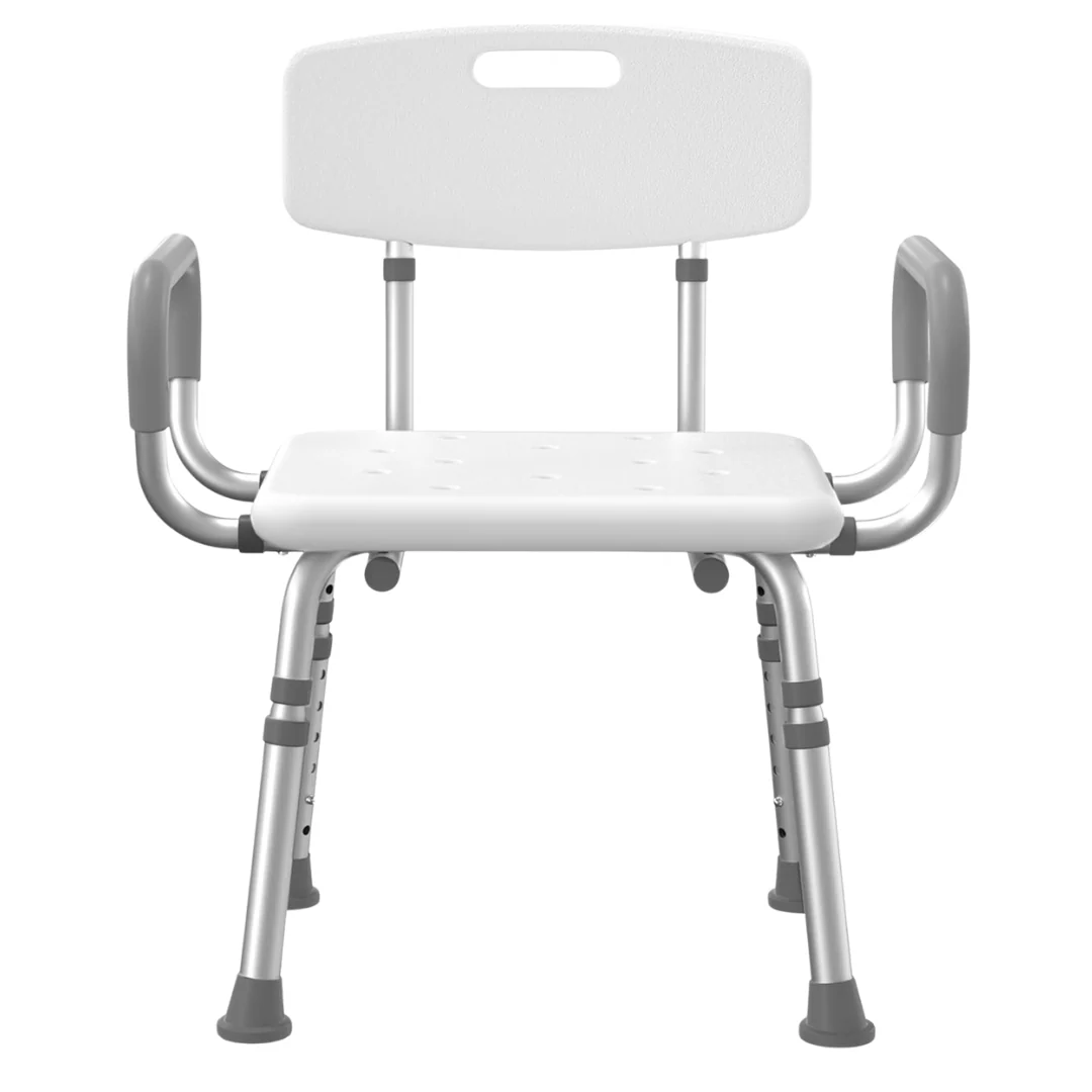 Sturdy Shower Seat with Supportive Arms and Backrest for Seniors