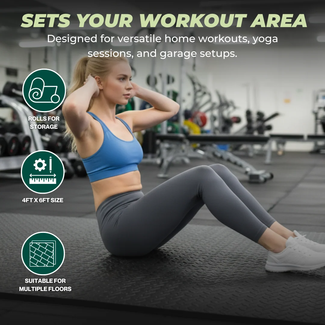 Large 10mm TPE/NPE Gym Floor Mat Anti-Slip Foam for Workouts