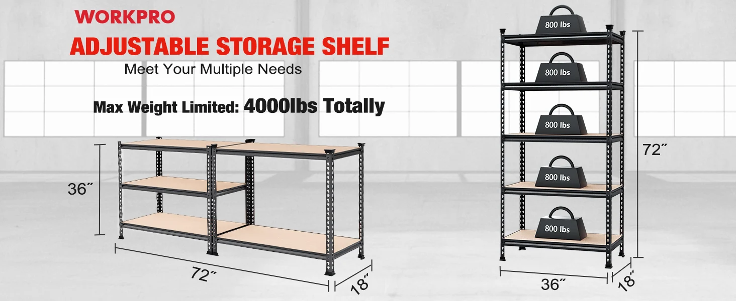 Adjustable storage shelf with black metal frame and wooden shelves, showing innovation, quality, and secure durability