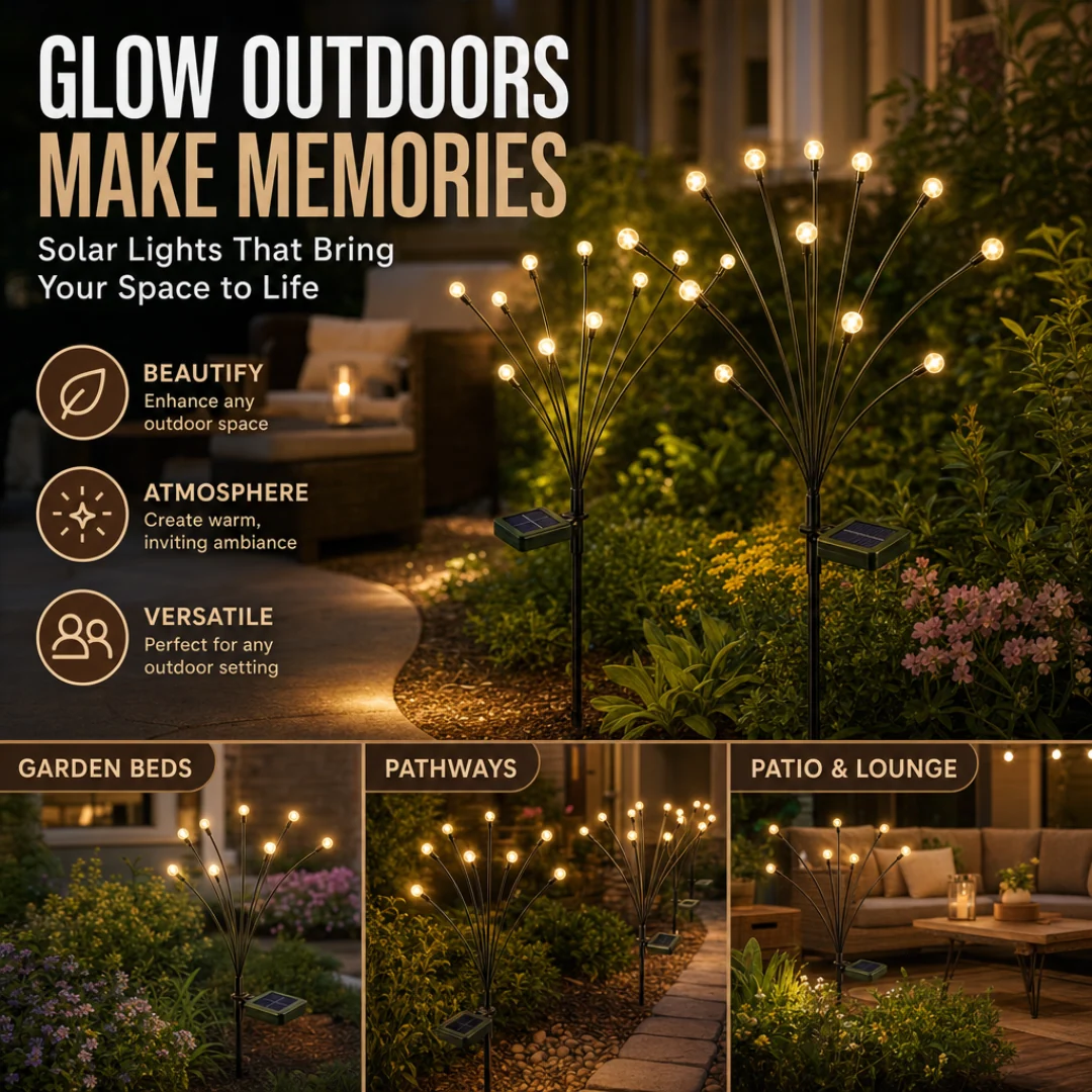 Solar Firefly Garden Lights LED Water-Resistant Landscape Yard Decor