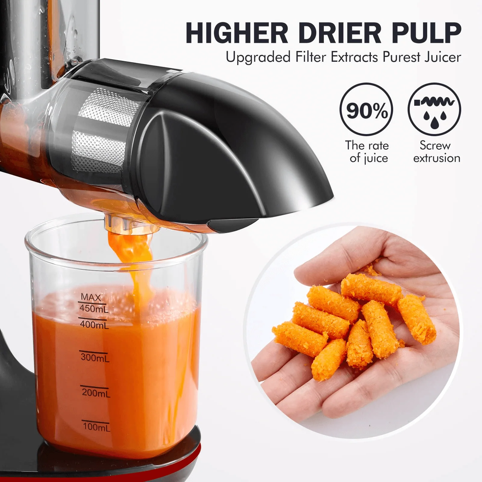 AMZCHEF Cold Press Juicer with Two Speed Modes GM3001 Red 4