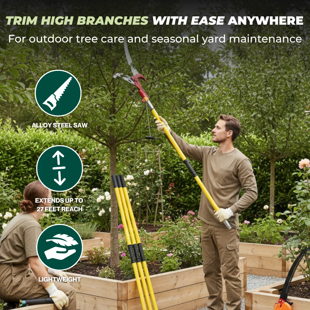 Extendable Tree Pole Saw and Pruner for High Branch Trimming