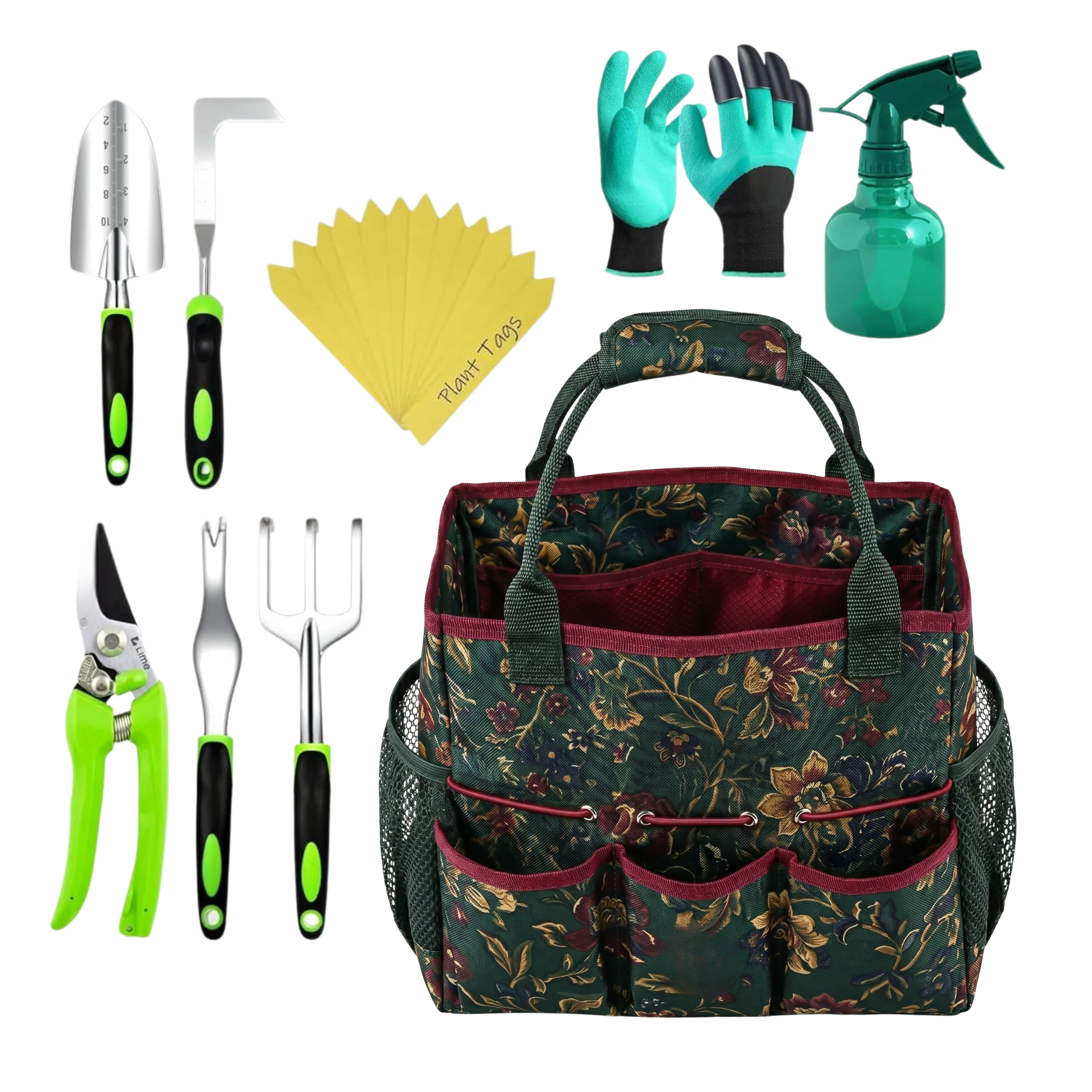 Garden Tools Kit with Storage Bag, Plant Labels, Gloves, and Spray Bottle - Image 3