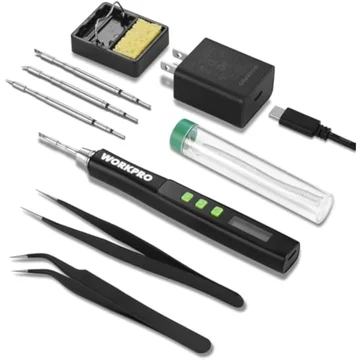 WORKPRO DC Soldering Iron Kit, Fast Heating Soldering Iron Pen with 3 Tips, Portable Lightweight Solder Iron for Electronics, Metal, DIY, Accurate Temp Control, OLED Screen Display, PD/QC Protocols