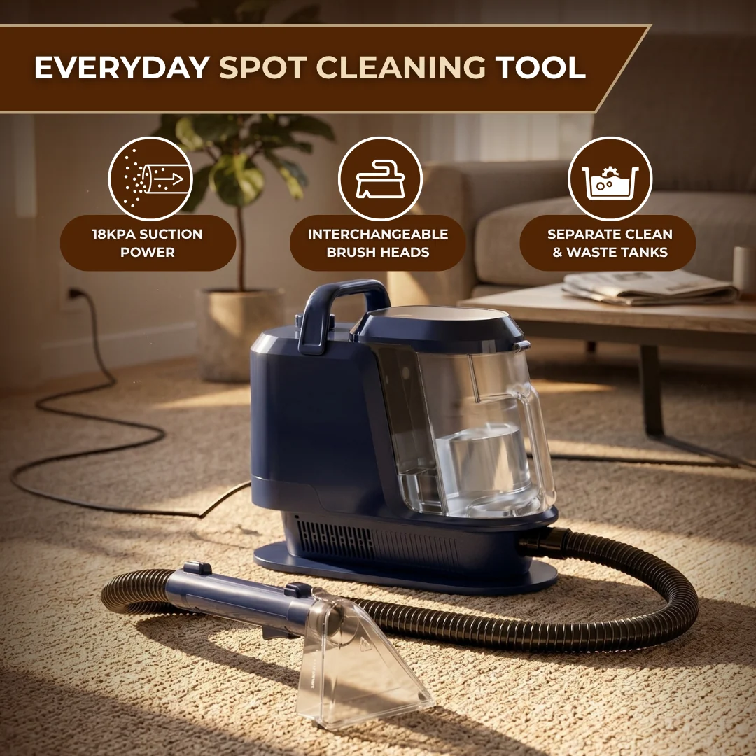 Portable Carpet Cleaner with Steam, Hot, Cold Modes 18kPa Suction