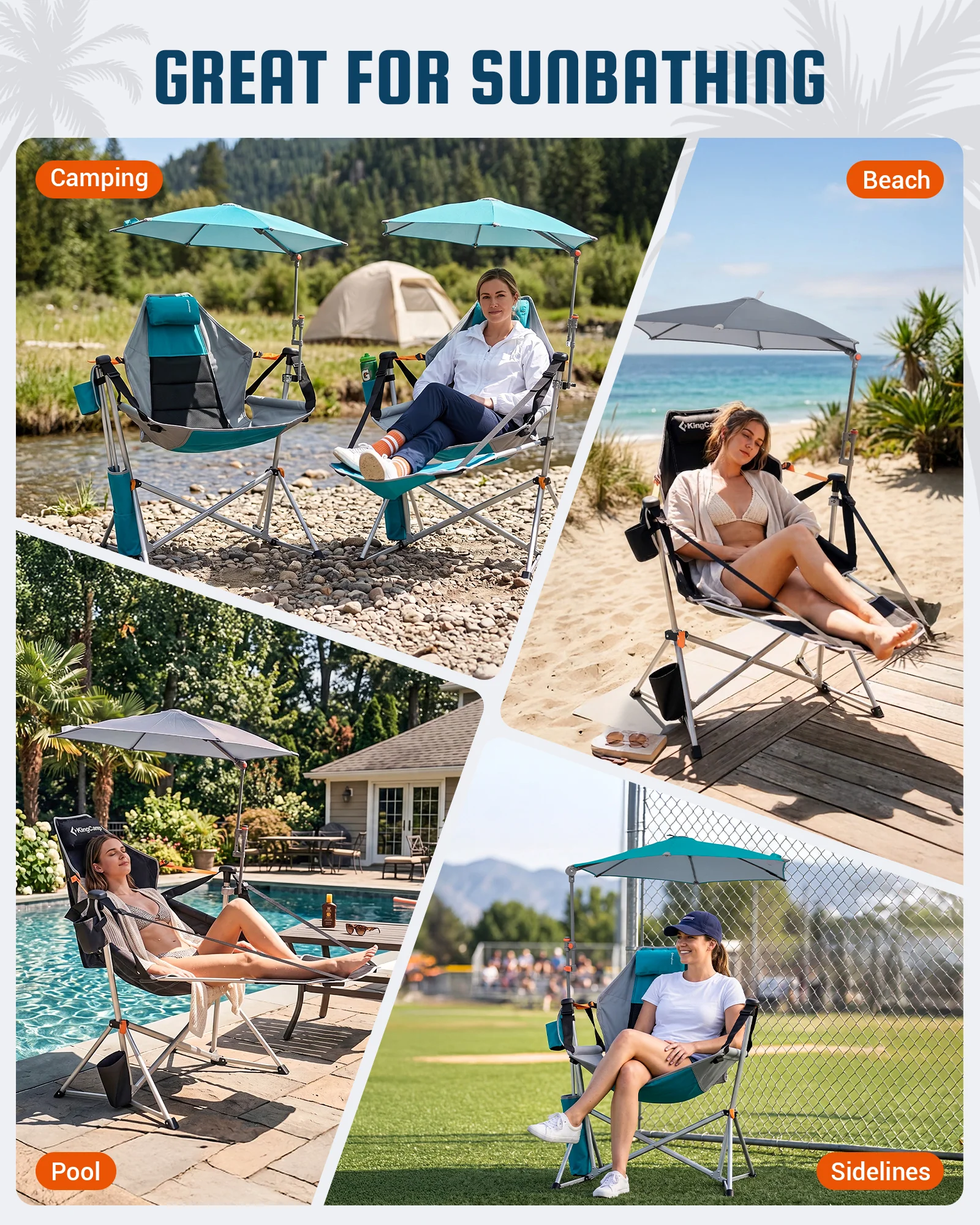 KingCamp Orchid C20 Hammock Chair with Footrest & HoverShade Clip-On Umbrella Bundle