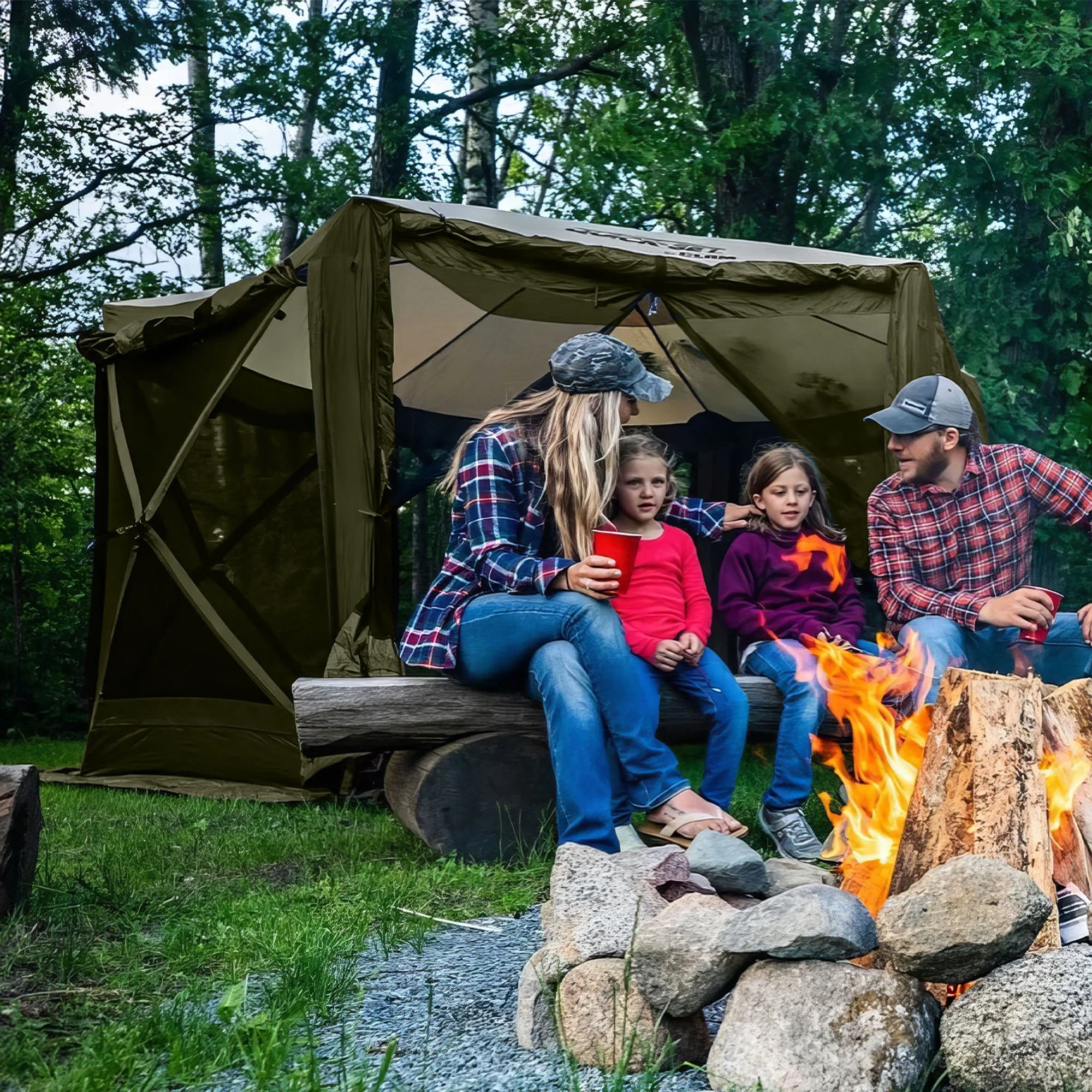 CLAM Quick-Set Pavilion 12.5 x 12.5' Portable Outdoor Canopy Shelter, Green - Image 40