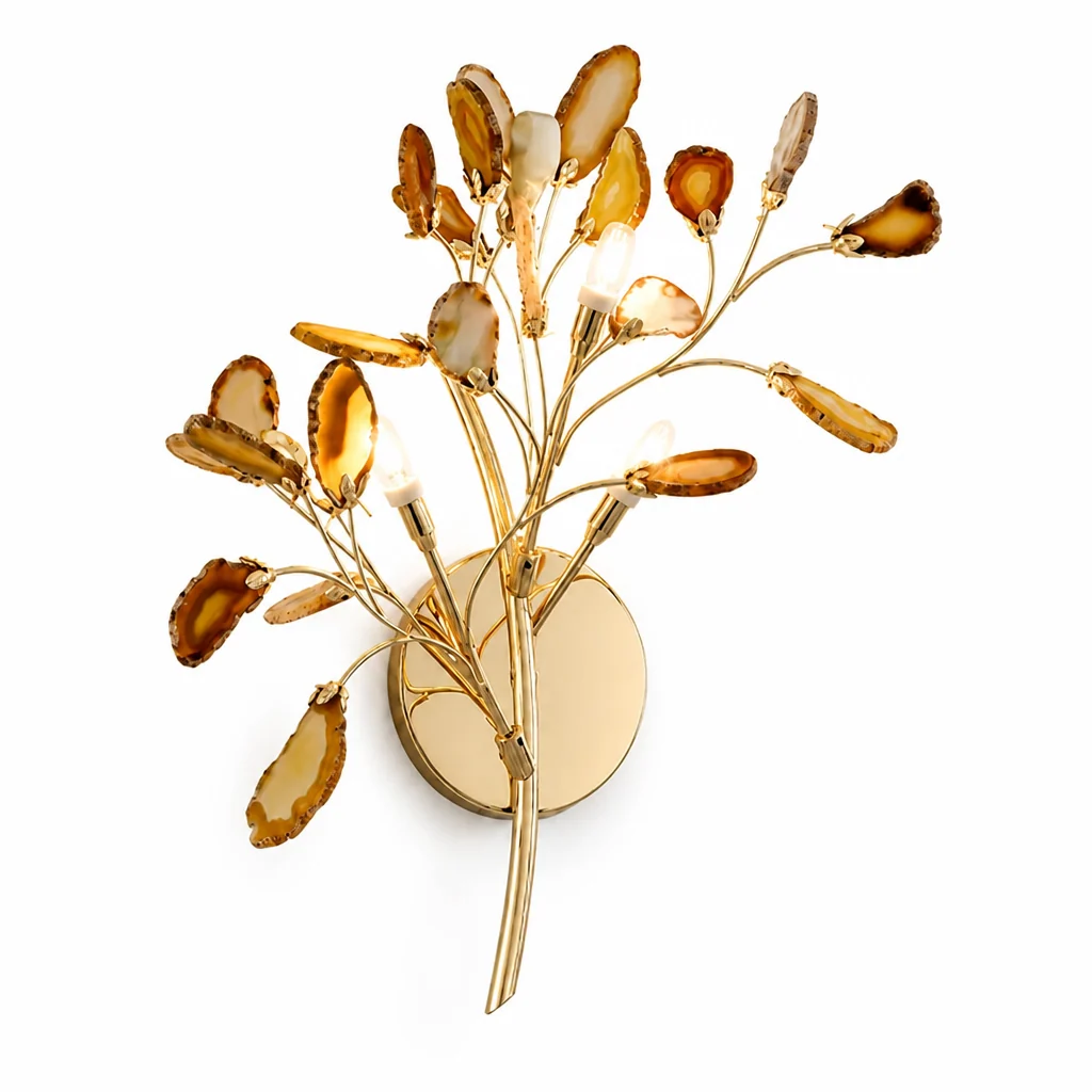 Wall Light Natural Agate Metal Frame Hardwired - Image 4