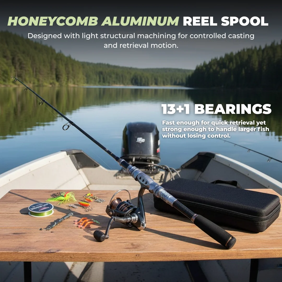 Telescopic Carbon Fiber Fishing Rod and Reel Set with Accessory Kit
