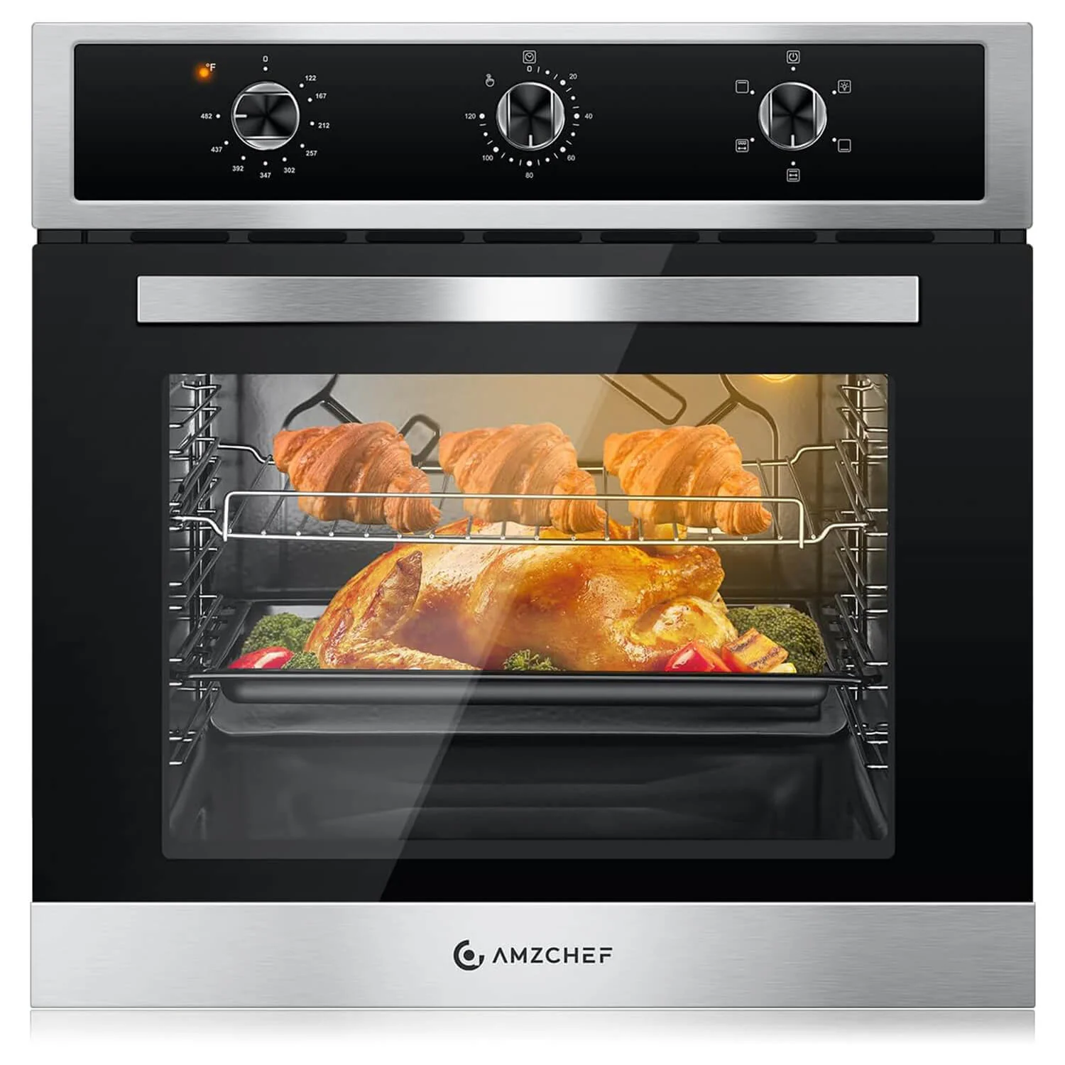AMZCHEF 24" 2.65 Cu.ft. Built-in Electric Wall Oven with 5 Cooking Functions 1