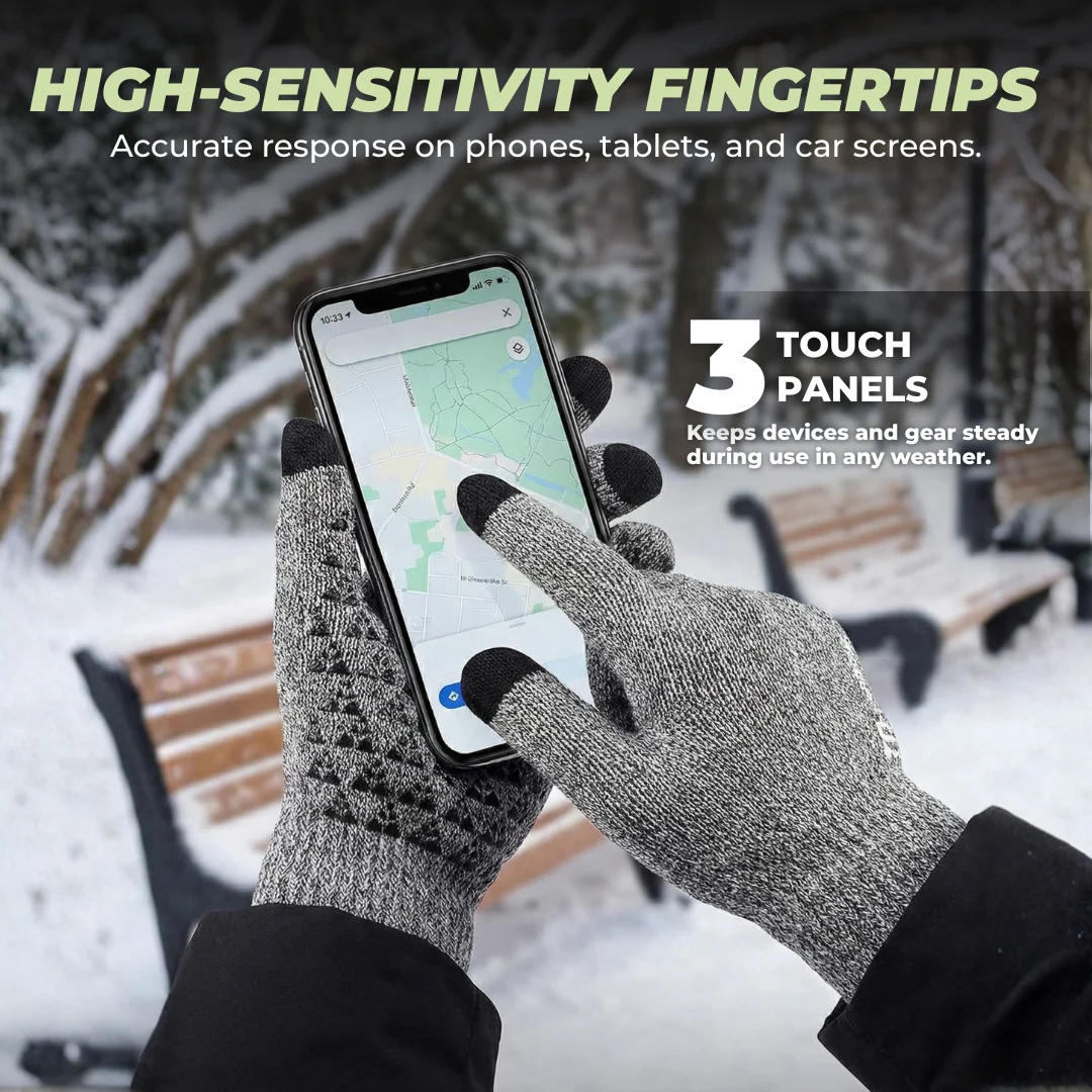 Unisex Touchscreen Knit Gloves with Silicone Grip and Soft Lining