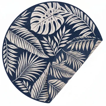 Reversible 6 ft Round Patio and Camping Rug in Polypropylene with Stakes