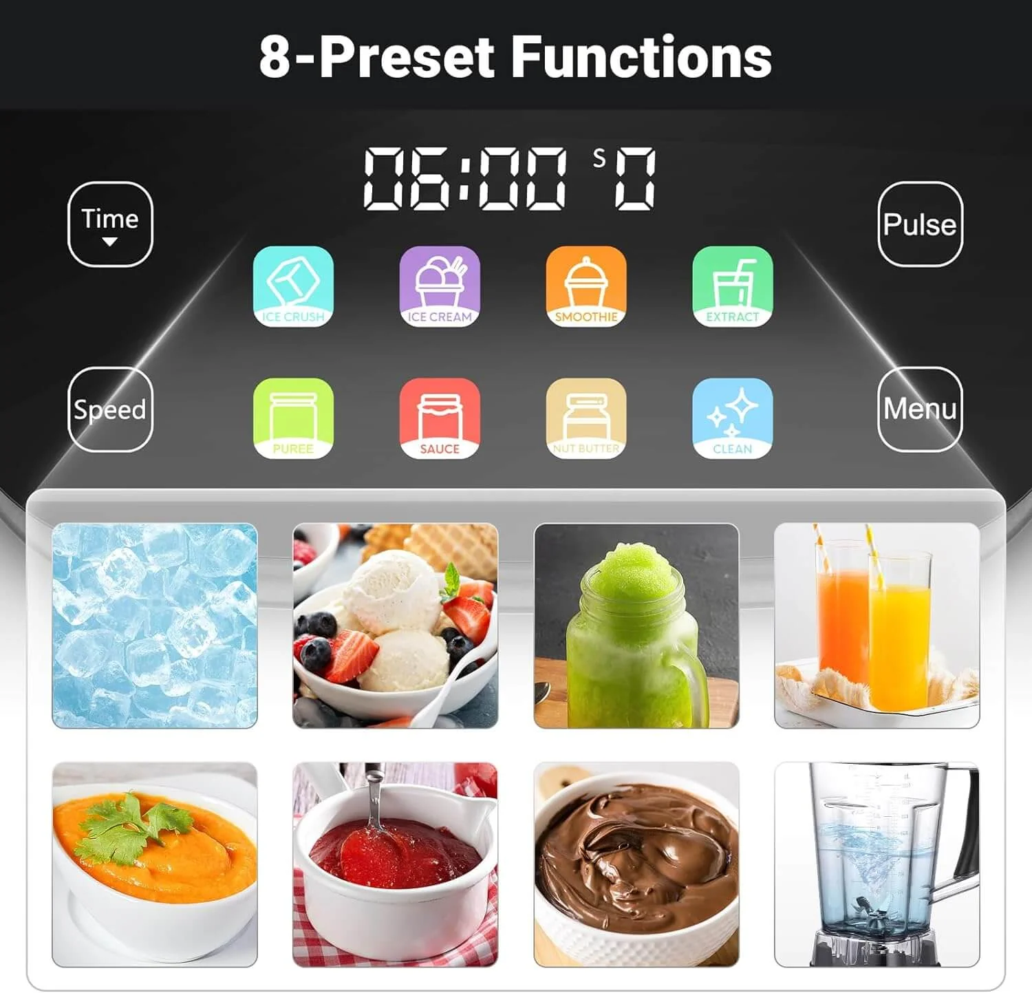 AMZCHEF 8-IN-1 Professional Blenders 2025 with LED Panel Touch Control 2000W 3
